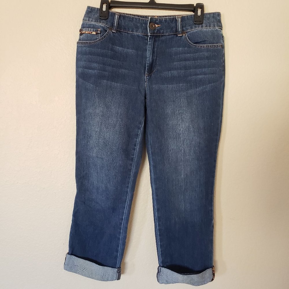 Chico's Platinum Jeans Capri Mid Rise Dark Wash